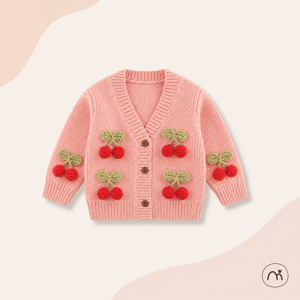Cherry Knit Baby Cardigan