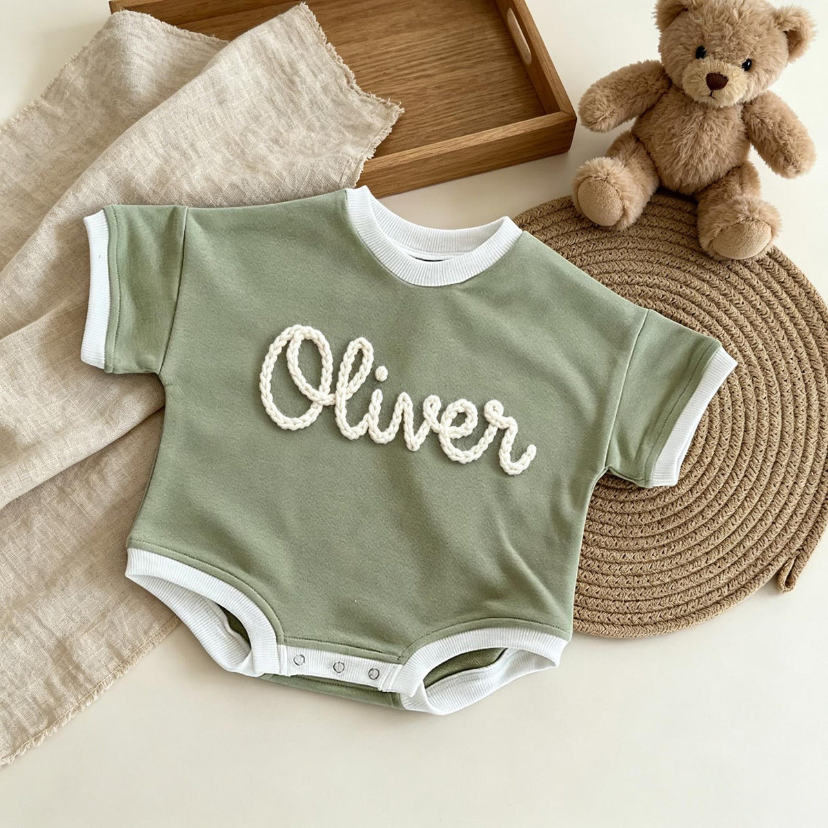 Personalized Contrast Trim Name Bodysuit
