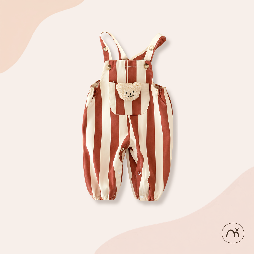 Striped Bear Pocket Baby Romper