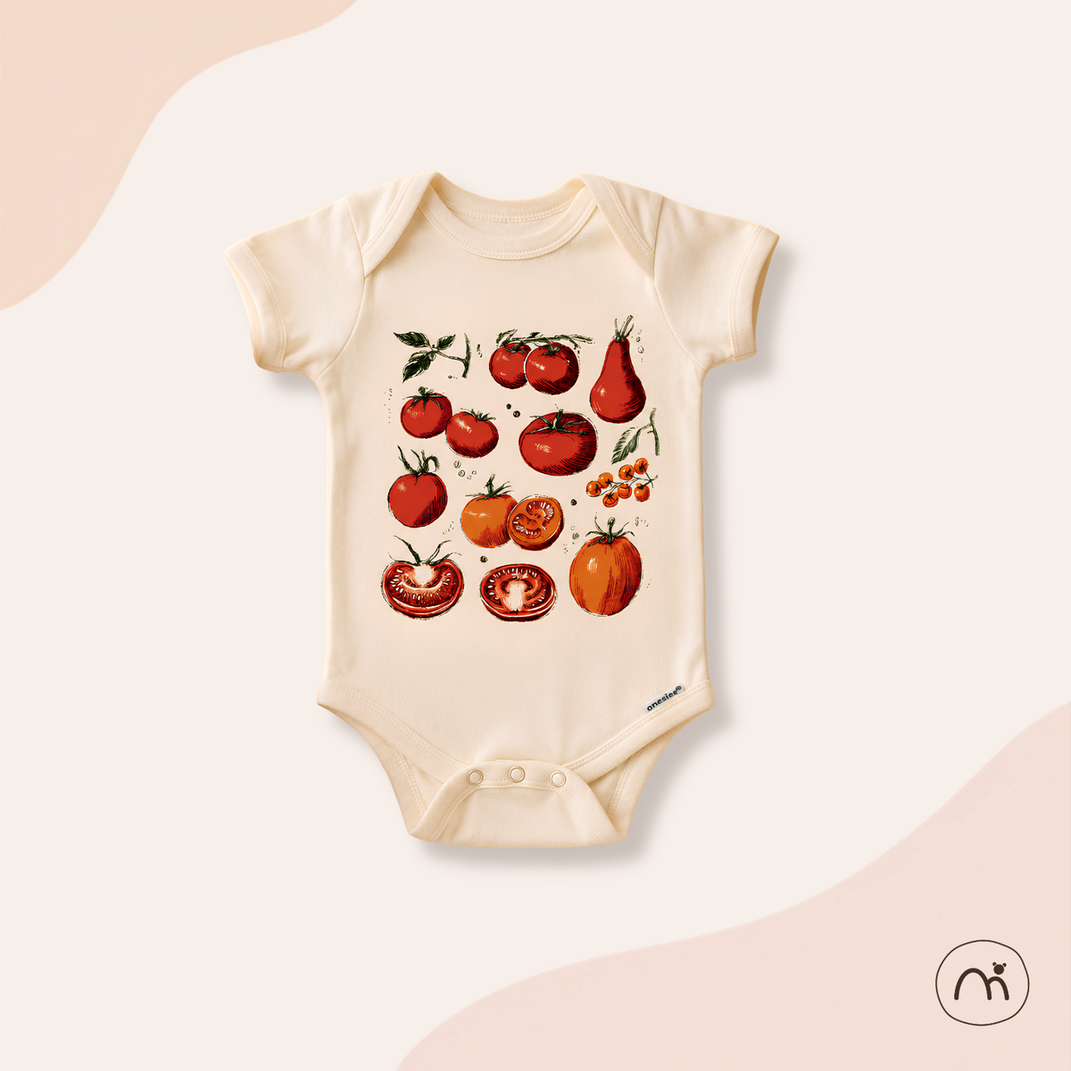 Vintage Tomato Print Baby Bodysuit