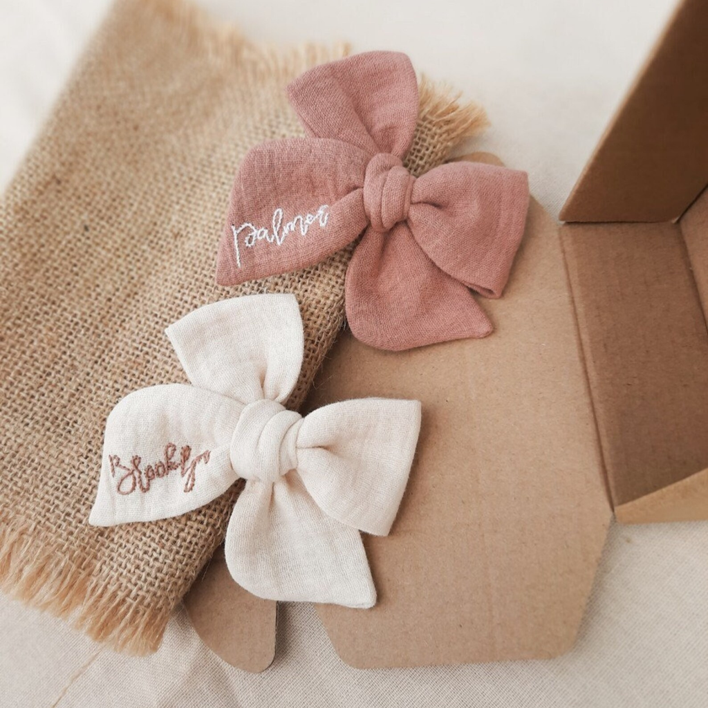 Personalized Hand-Tied Bow Headband