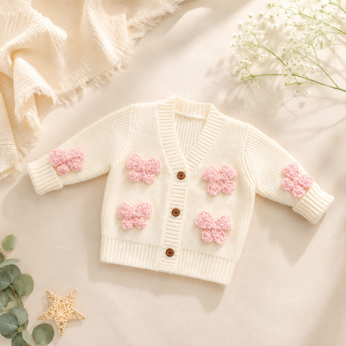 Pink Bow Baby Knit Cardigan