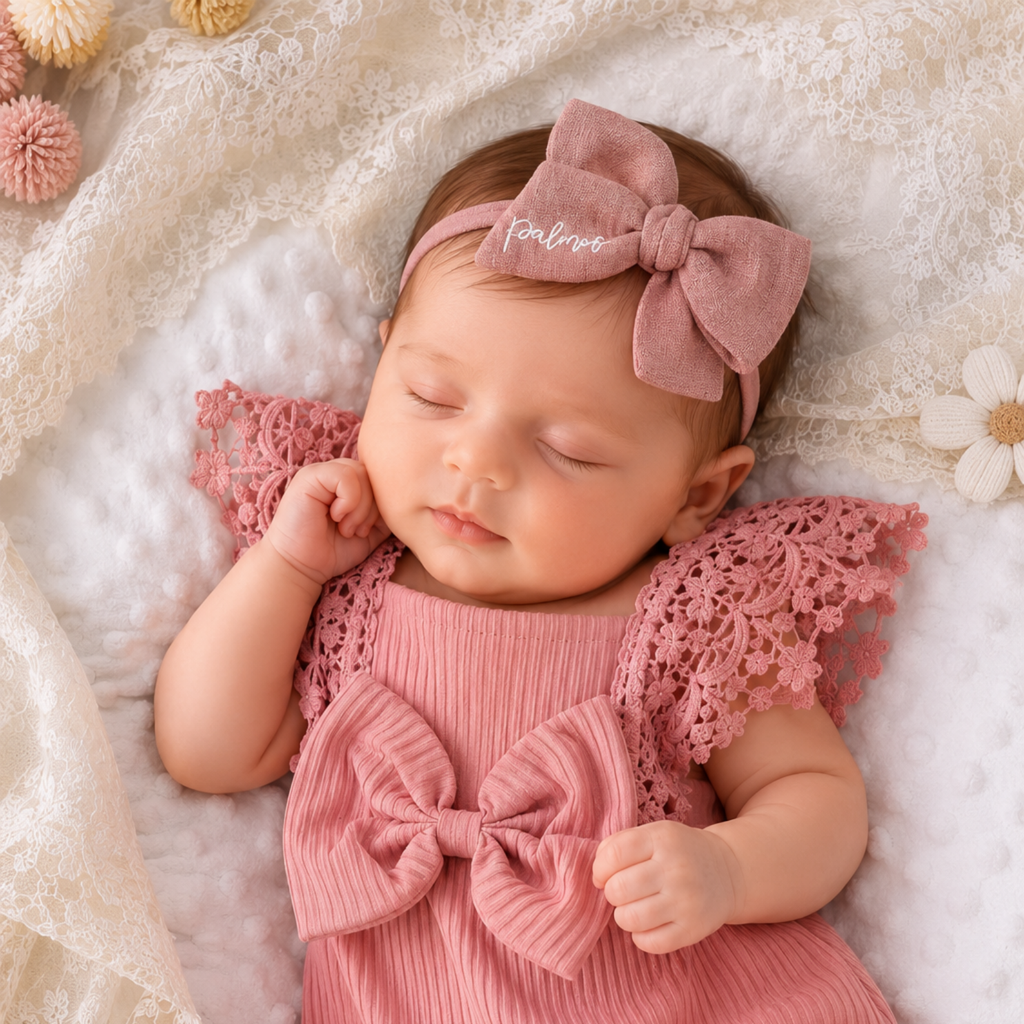 Personalized Hand-Tied Bow Headband