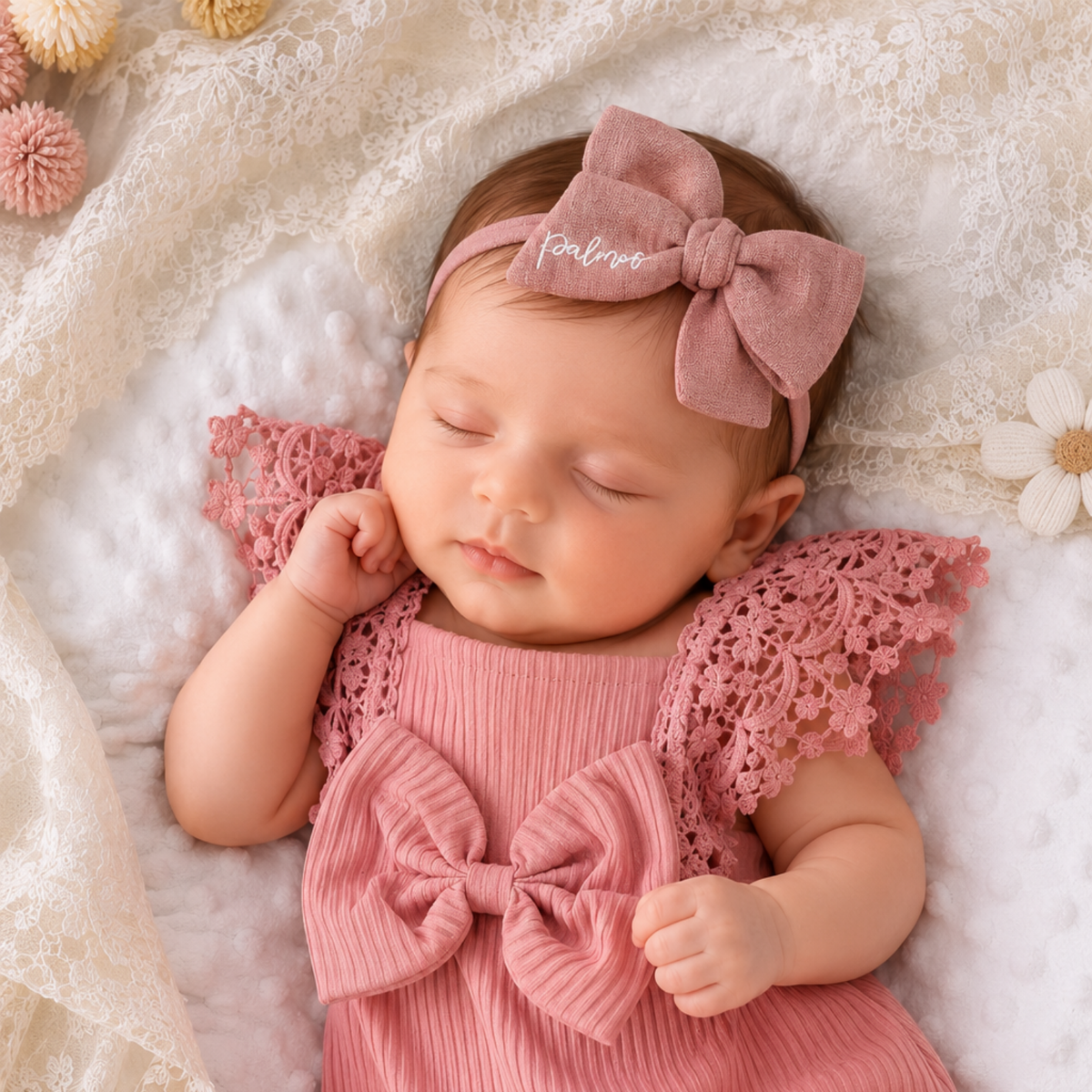 Personalized Hand-Tied Bow Headband