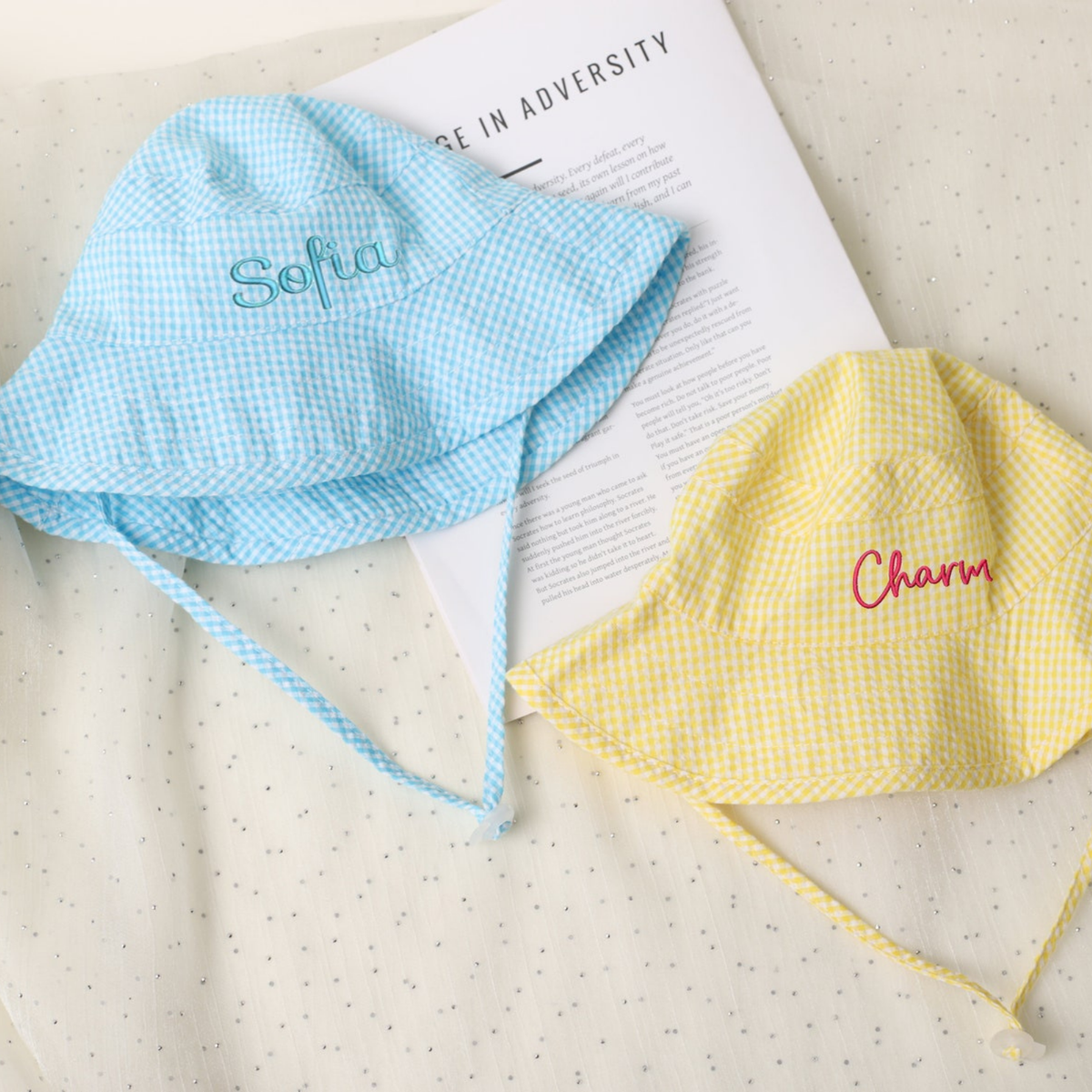 Gingham Personalized Bucket Hat