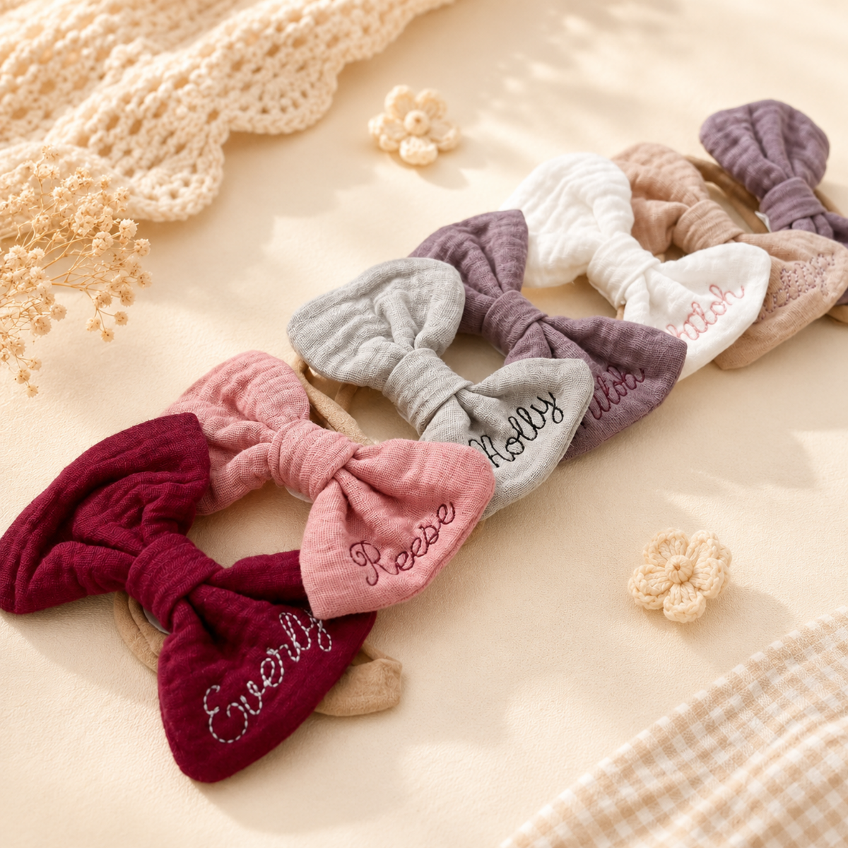 Personalized Knotted Bow Headband