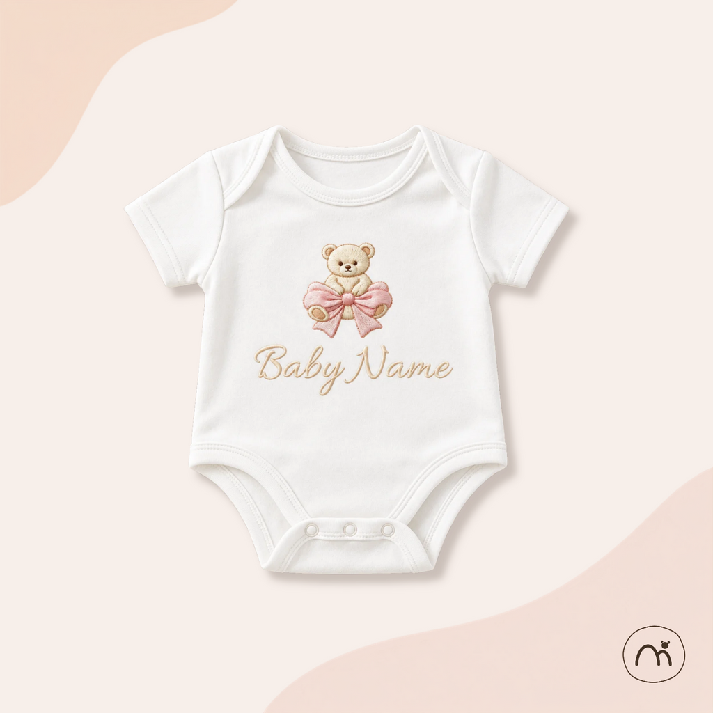 Personalized Teddy Bow Baby Bodysuit