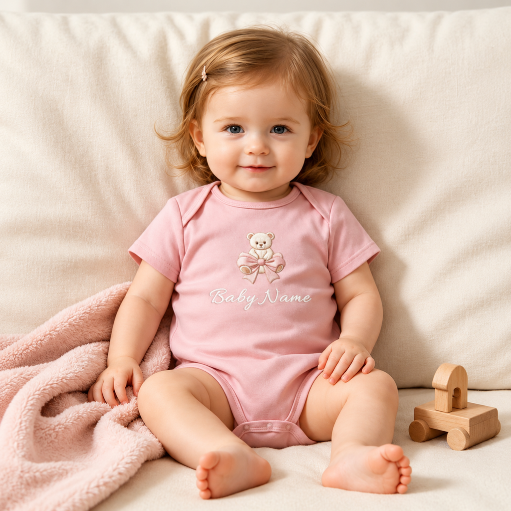 Personalized Teddy Bow Baby Bodysuit