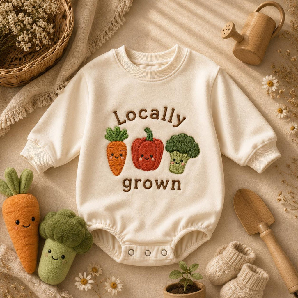 Locally Grown Veggie Baby Romper