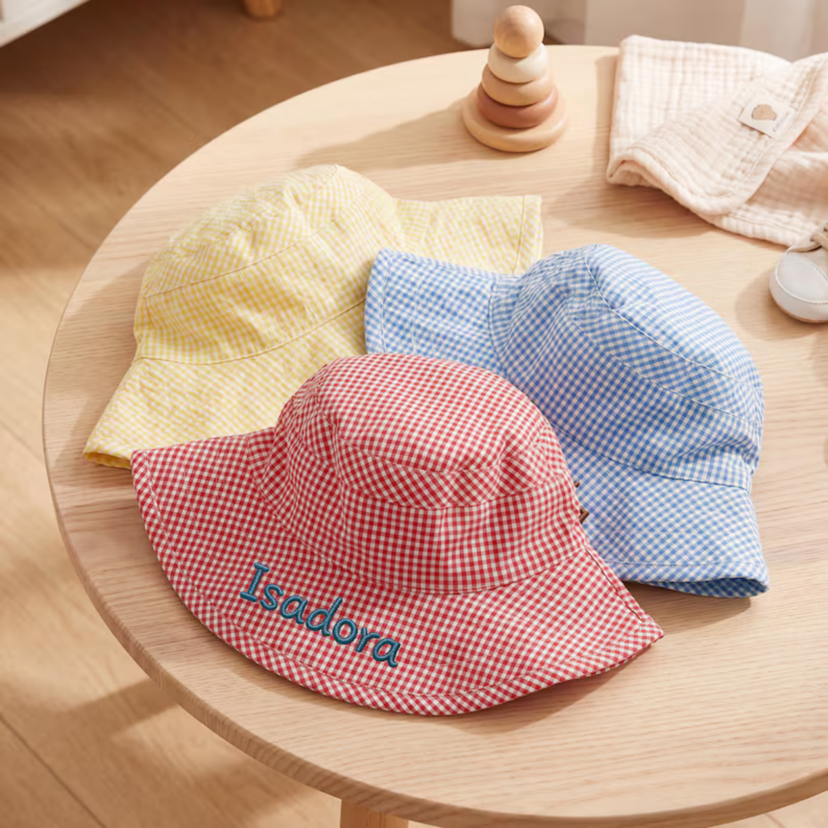 Gingham Personalized Bucket Hat
