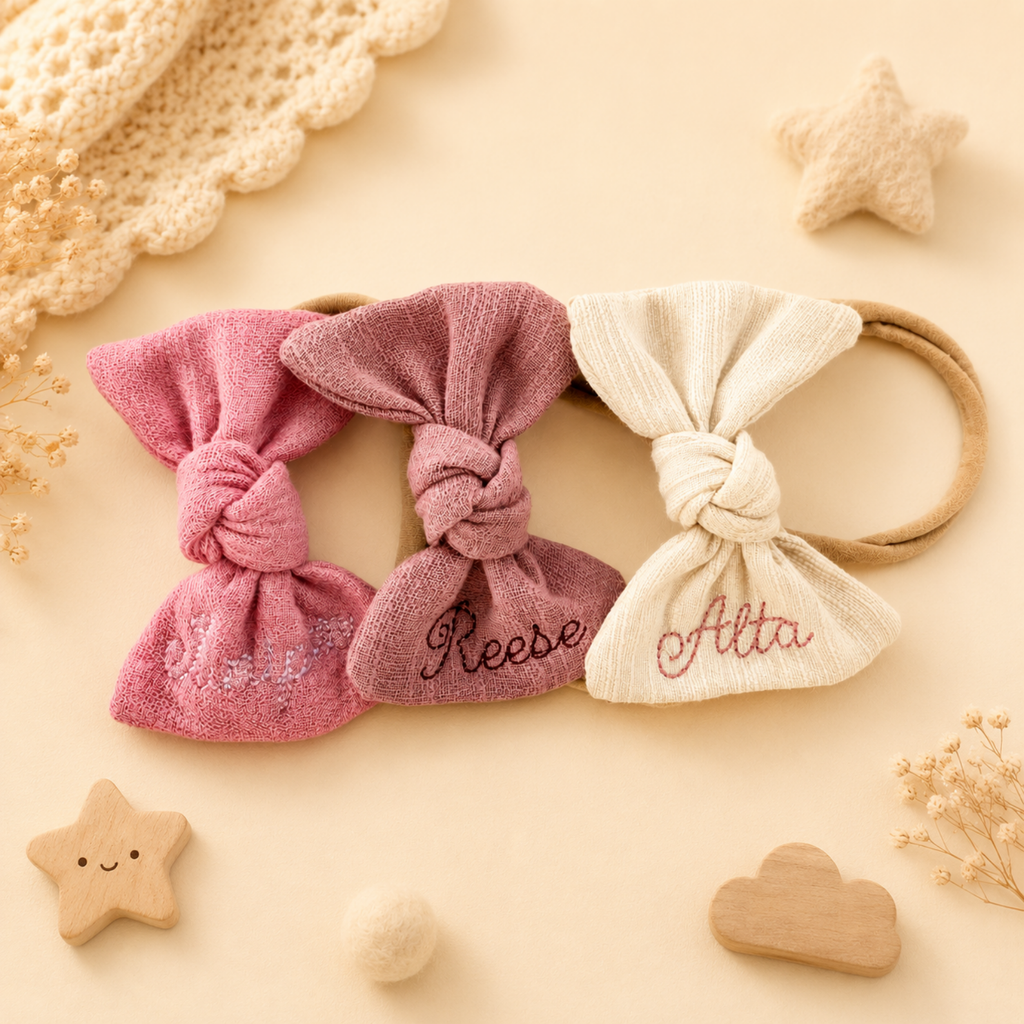 Personalized Knotted Bow Headband