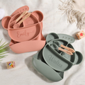 Personalized 4-Piece Bear Baby Feeding Set