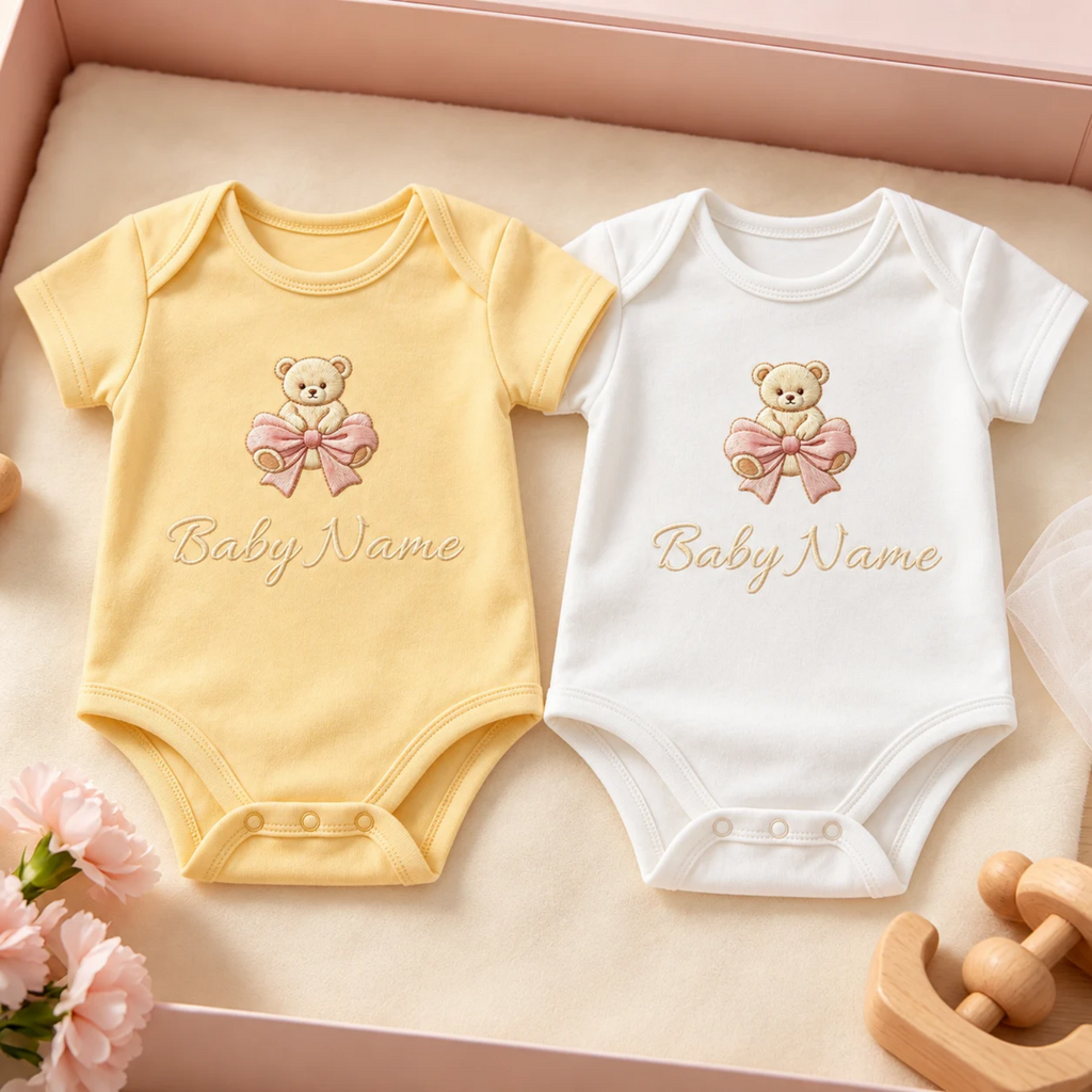 Personalized Teddy Bow Baby Bodysuit