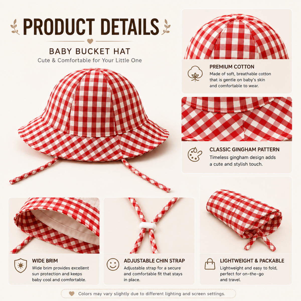 Gingham Personalized Bucket Hat