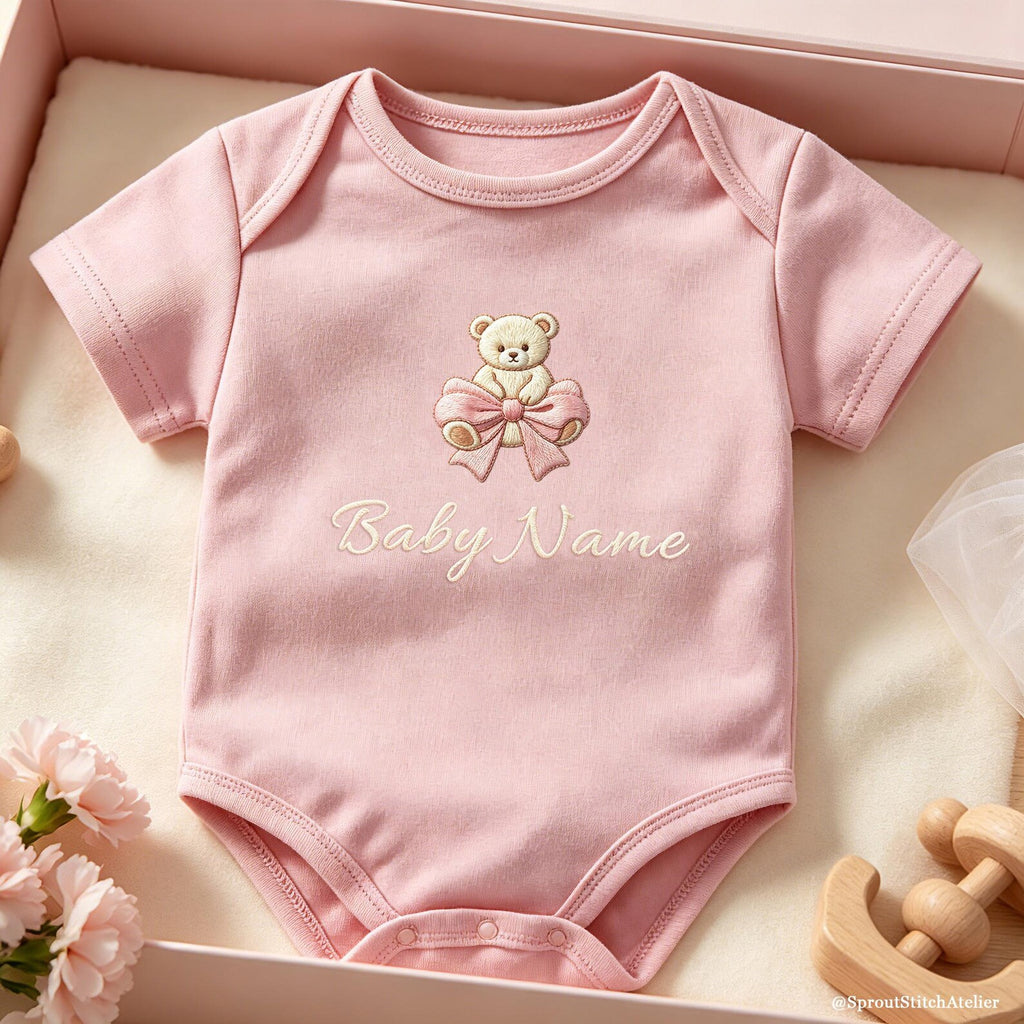 Personalized Teddy Bow Baby Bodysuit